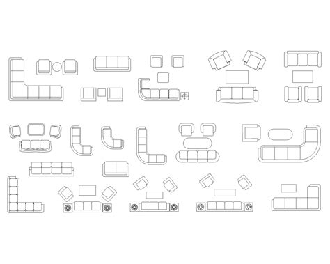 couchesandsofasinplan designs cad