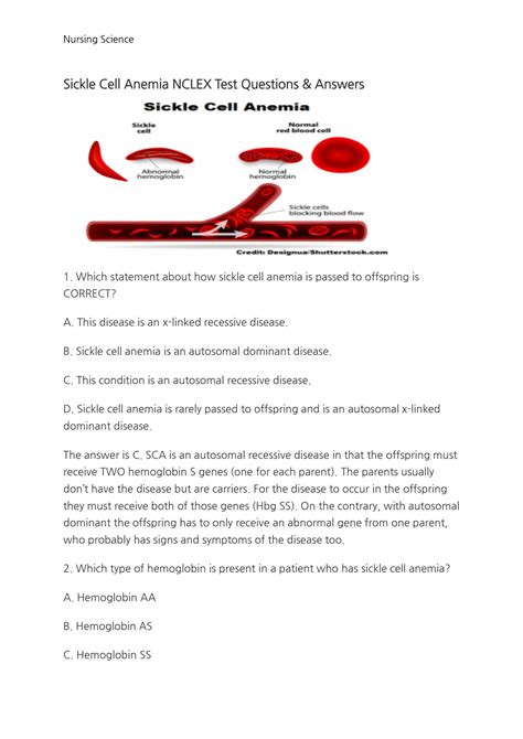 Sickle Cell Anemia Nclex Questions Hot Sex Picture