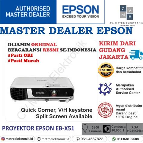 Jual PROYEKTOR EPSON EB X51 EBX51 EB X51 PENGGANTI EB X450 XGA 3800