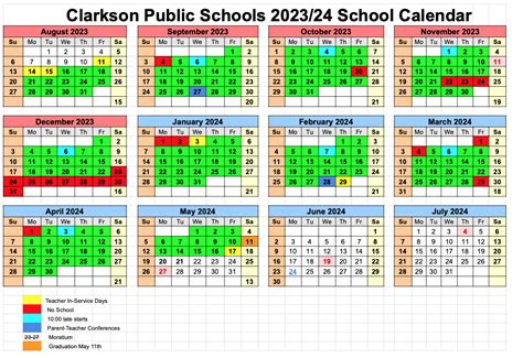 Clarkson Public Schools District Calendar 2023 2024