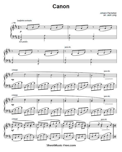 Canon Sheet Music Pachelbel - Sheet Music Free