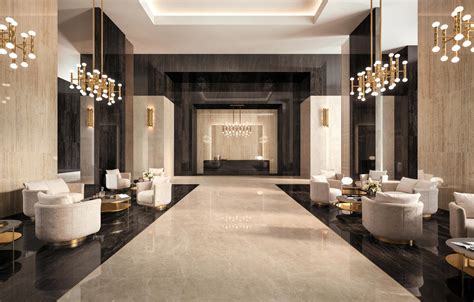 Hotel Lobby With Marble Effect Porcelain Tiles Atlas Concorde