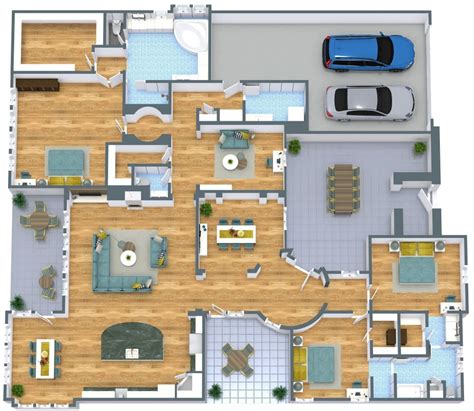 3 Bedroom Floor Plan With Several Outdoor Areas