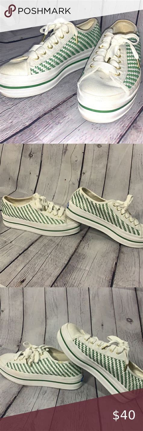 Keds Kate Spade Green White Platform Sneakers 7 White Platform Sneakers Kate Spade Keds