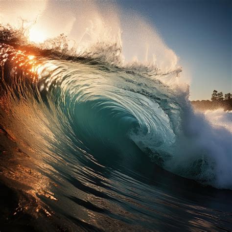 Premium AI Image Aweinspiring Power Of Massive Tsunami Waves Crashing