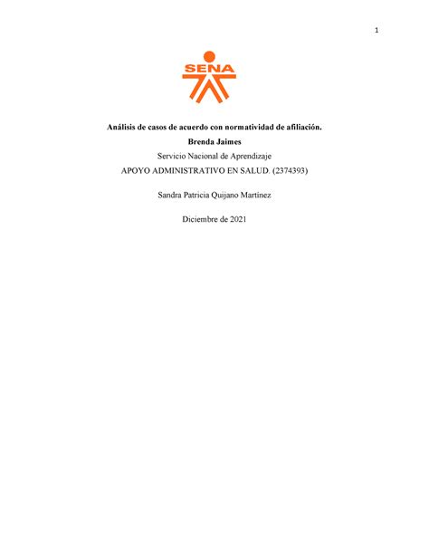 Analisis De Casos De Acuerdo Con Normatividad De Afiliacion An Lisis