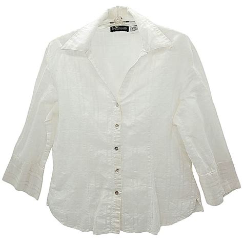 Harve Benard Vintage Harve Bernard White Linen Button Up Blouse Shirt Grailed