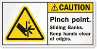 Caution Pinch Point Keep Hands Clear Of Edges Label SKU LB 0141