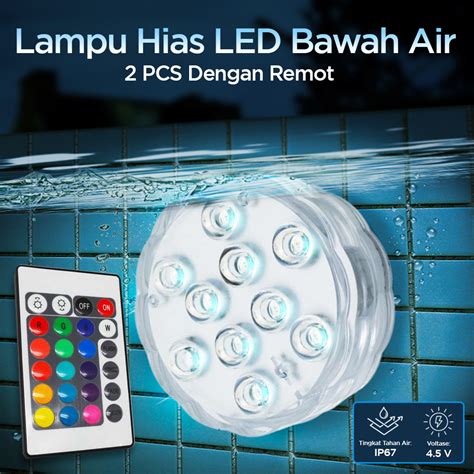 Lampu Hias Led Bawah Air Waterproof Submersible Rgb Pcs With Remote