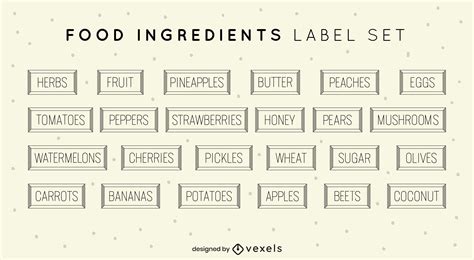 Food Ingredients Cooking Label Set Vector Download