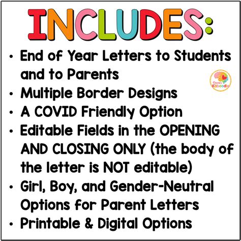 Editable End Of Year Letters From The Teacher To Students And Parents