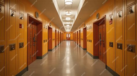 Premium AI Image | Modern Corridor of an American School with Lockers