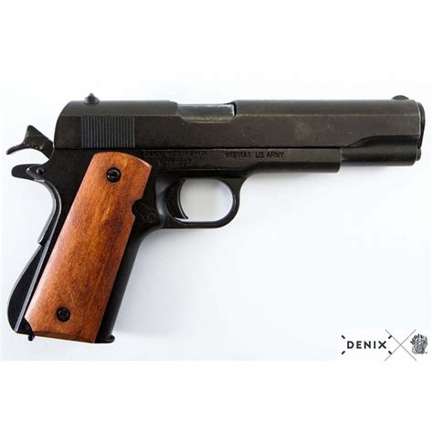 Denix Automatic 45 Pistol M1911A1 Träkolv USA 1911 WWI II Replika