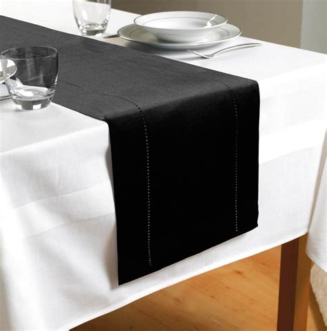 Amazon Hem Stitch Table Runner In Black Home Kitchen