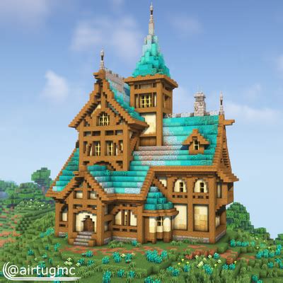 Fantasy blue minecraft house – Artofit