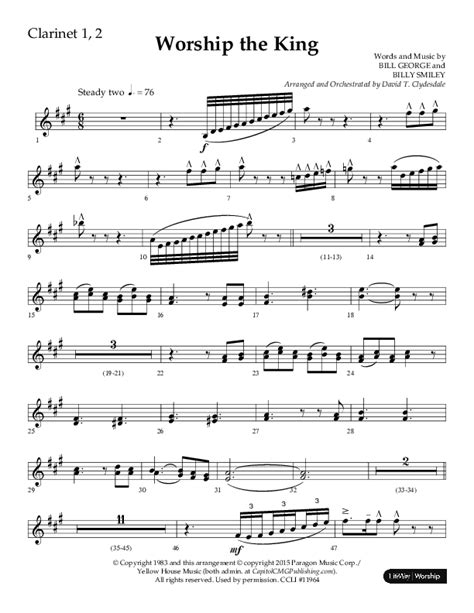 Worship The King Choral Anthem SATB Clarinet Sheet Music PDF Lifeway