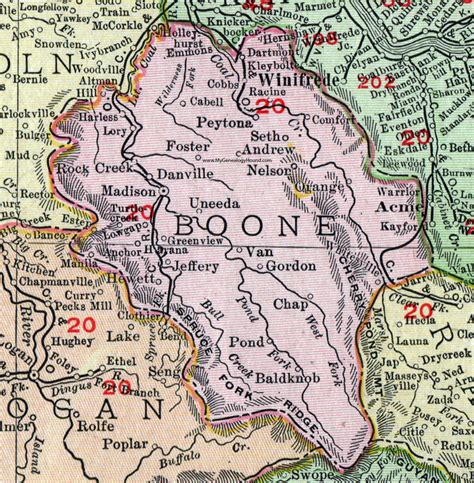 Boone County West Virginia 1911 Map By Rand Mcnally Madison Peytona