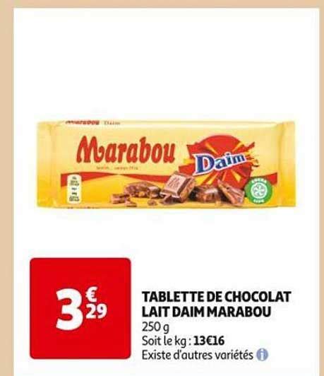 Promo Tablette De Chocolat Lait Daim Marabou Chez Auchan Icatalogue Fr