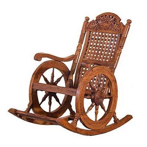 Sun Wood Art Wooden Carving Rocking Chair Material Sheesham Wood