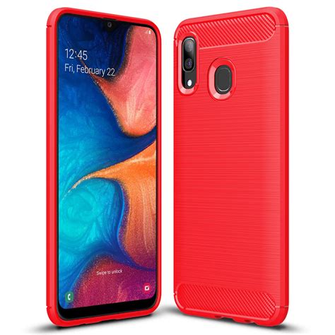 Flexi Slim Carbon Fibre Case For Samsung Galaxy A20 A30 Red