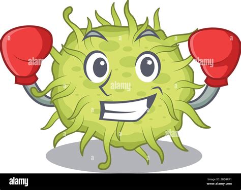 A Sporty Boxing Athlete Mascot Design Of Bacteria Coccus With Red