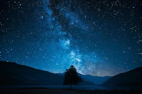 Cosmic Symphony Starry Night Sky With Milky Way Galaxy Captivating Dark