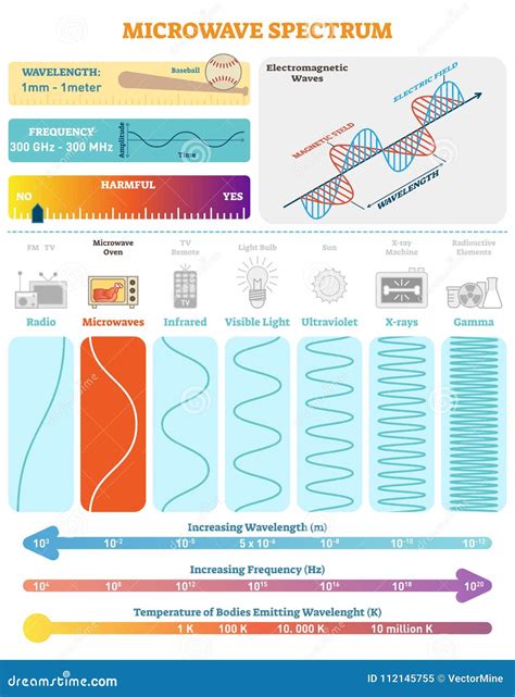 Electromagnetic Waves: Microwave Spectrum. Vector Illustration Diagram ...