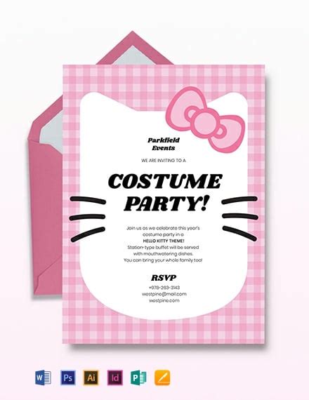 Free Hello Kitty Party Invitation Template Word Psd Indesign Apple Pages Publisher