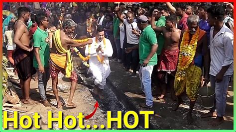 Bjp S Sambit Patra Walks On Hot Coals Youtube