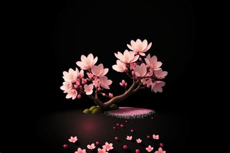 Premium AI Image | Cherry blossom on a black background