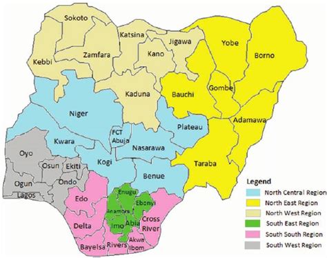 Figure 1. Map of Nigeria showing the 36 states and Federal Capital ...