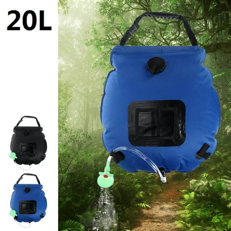 Solar Heated Shower Bag, 20 Liters / 5 Gallons Portable Solar Heated Shower Camping Water ...