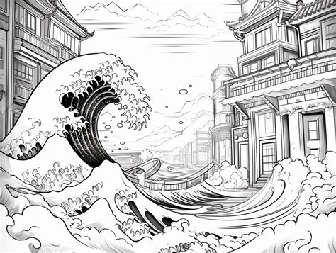 Tsunami Waves Coloring Adventure Coloring Page