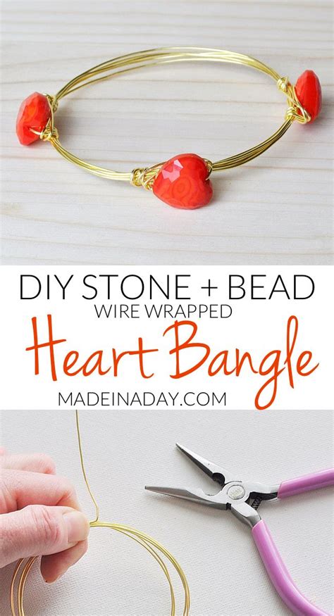 How To Make Stone Wire Wrapped Bangle Bracelets Diy Bangle Bracelets