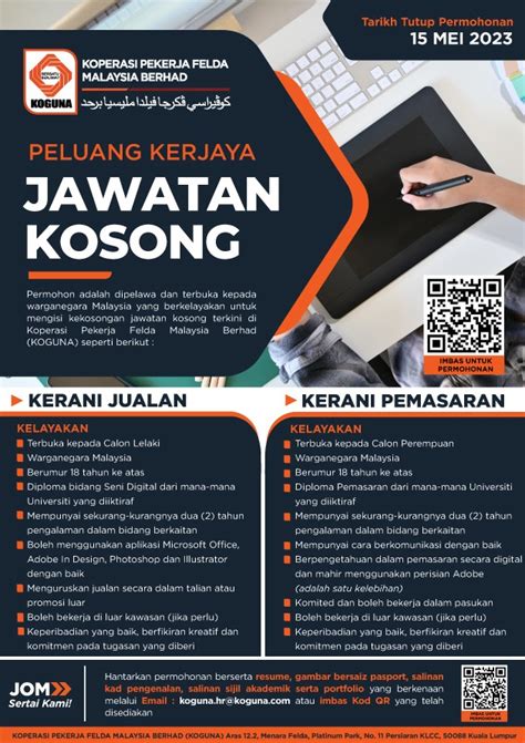 Iklan Jawatan Koperasi Pekerja FELDA Malaysia Berhad KOGUNA Jawatan