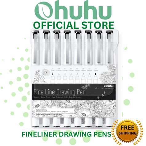 Ohuhu Kohala 9 Sizes Liquid Fineliner Pens Pigment Black Ink Micro Pens