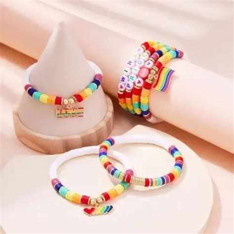 Многослойный браслет с радужными бусинами для мужчин и женщин, милый ...