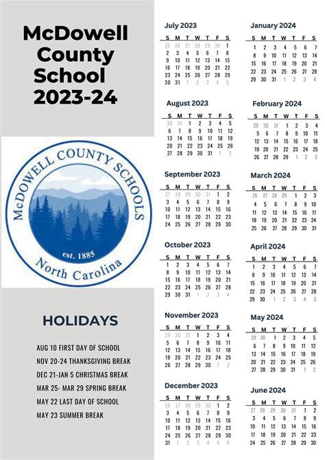 McDowell County Schools Calendar Holidays 2023-2024