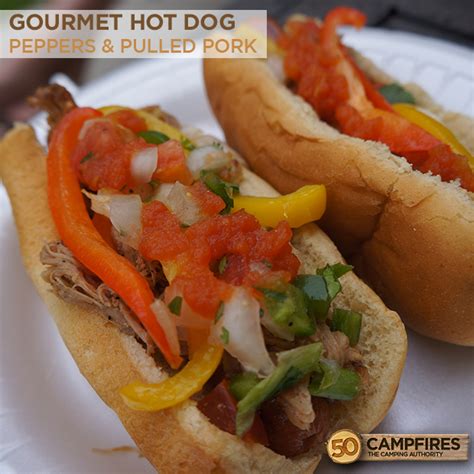 Grilled Peppers And Pulled Pork Hot Dog Recipe 50 Campfires