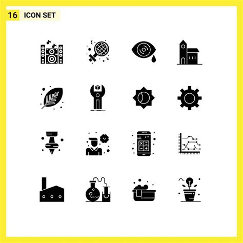 Set Of Commercial Solid Glyphs Pack For Leaf Eco Eye Monastery