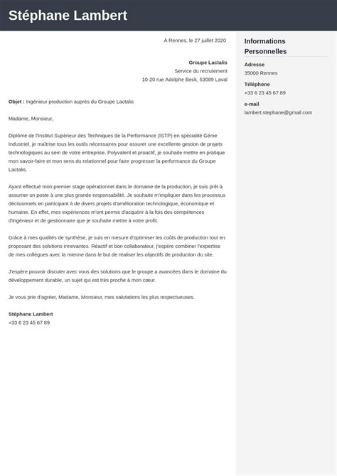 Exemple Lettre Motivation Ingenieur Formulation Imayunix