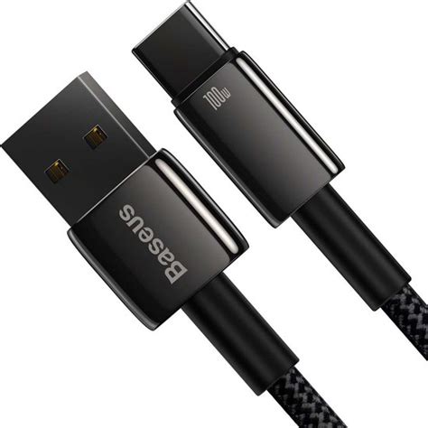 Baseus Tungsten Gouden USB A Naar USB C Snellaad Kabel 100W 2 Meter