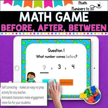 NO PREP MATH GAME -BEFORE, AFTER, BETWEEN Numbers to 20-POWERPOINT GAM ...