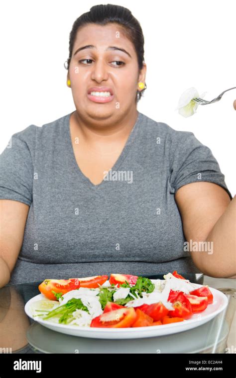 Indian Obese Lady Dieting Fat Control Stock Photo Alamy