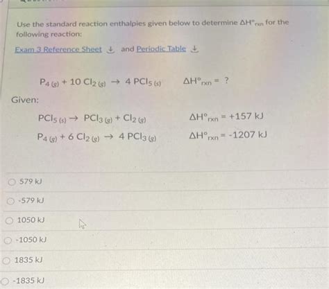 Solved Use The Standard Reaction Enthalpies Given Below To Chegg