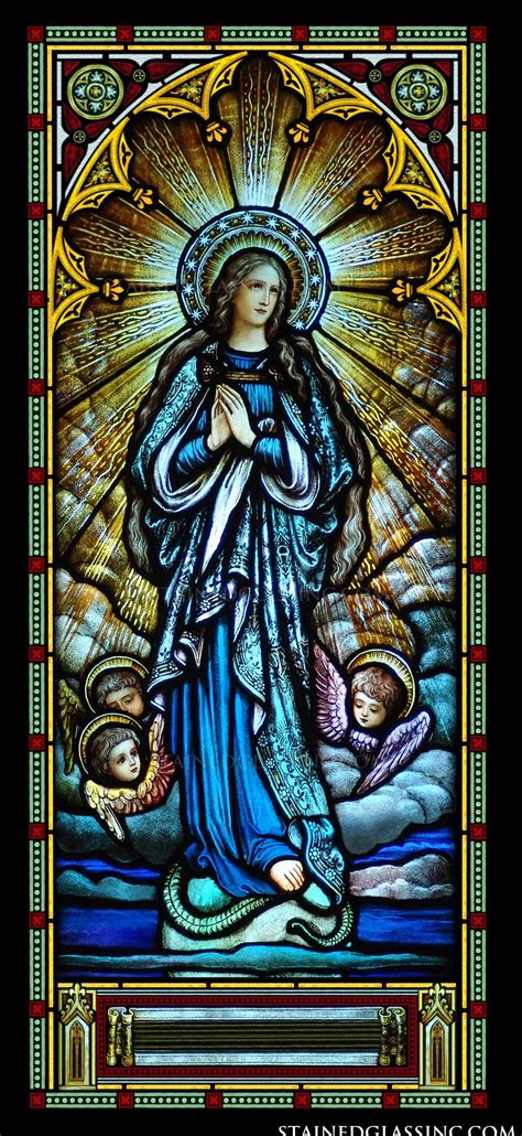 "Hail Mary" Religious Stained Glass Window