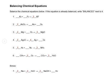 Balancing Chemical Equations Easy Introduction Problems 8th 10th Grade