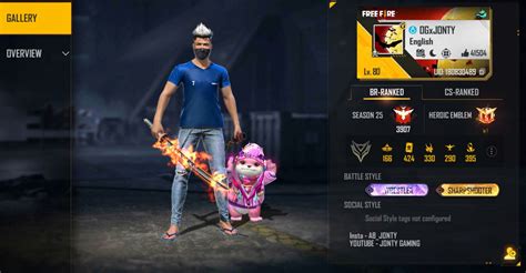 Jonty Gaming S Free Fire Id K D Ratio Guild Rank Monthly Income And