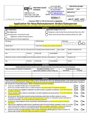 Fillable Online Reco On Application For Newreinstatement