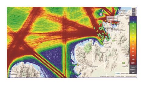 Density map for Aliağa Port and its surroundings | Download Scientific ...